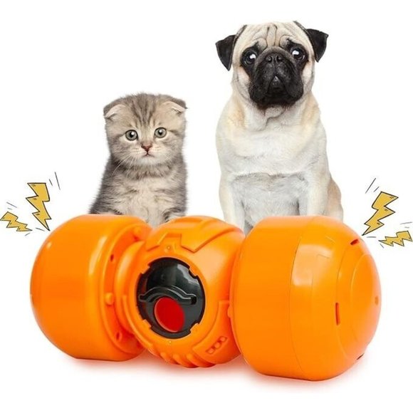 Interactive Dog Toy, Orange Rolling Treat Dispenser Slow Feeder Puzzle w Squeaky - Picture 3 of 16